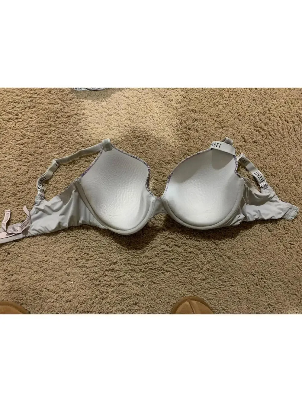 a lot of 2 Bra Victoria's Secret T-shirt lightly lined demi 36DD gray and purple